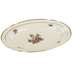 KPM KOPENHAGA KOŚĆ SŁONIOWA OWALNA PATERA KOLOROWE KWIATY