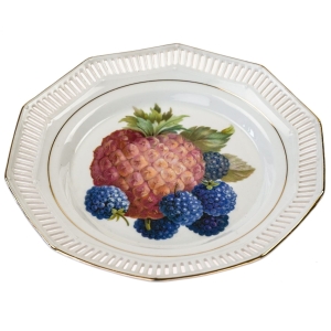 SCHWARZENHAMMER AŻUROWY TALERZ PATERA ZDOBIONA OWOCOWYM MOTYWEM