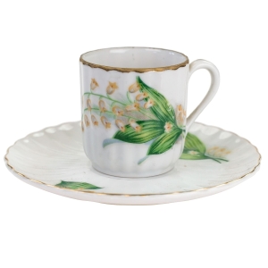PORCELANOWA FILIŻANKA DO MOKKI ZE SPODKIEM KONWALIE