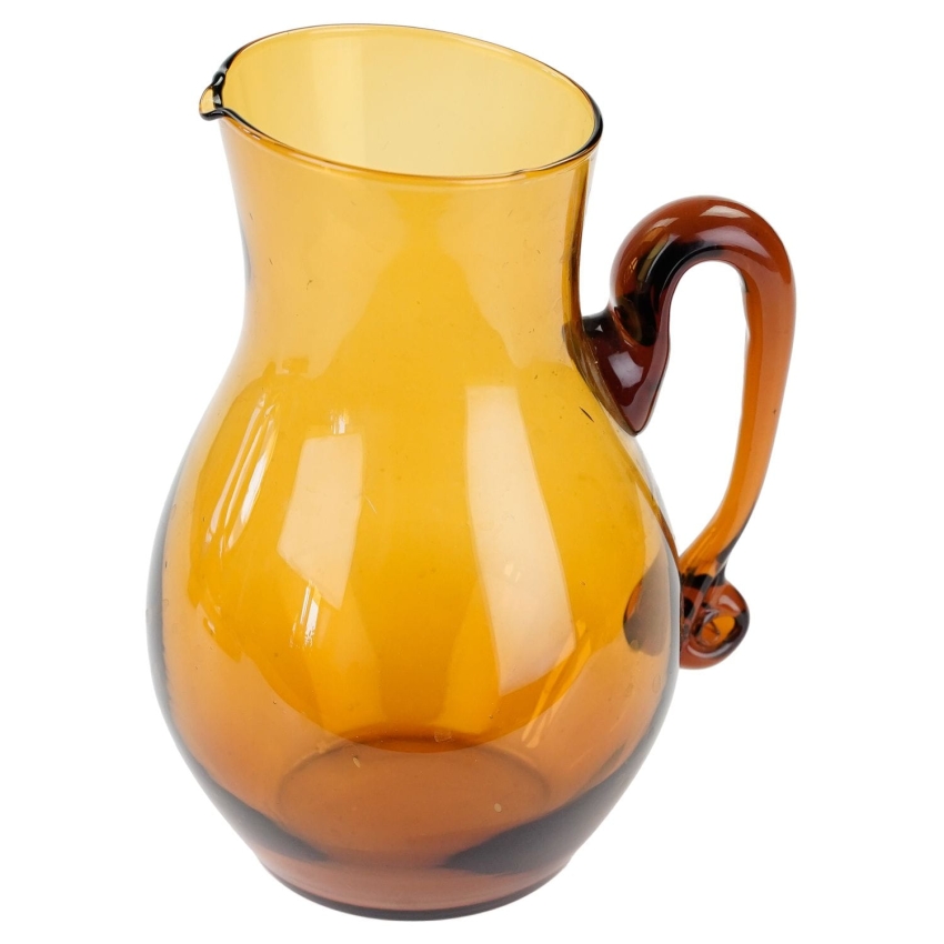 50305 HUTA LAURA BURSZTYNOWY DZBANEK DO WODY SOKÓW POLSKIE SZKŁO ARTYSTYCZNE (1).jpg