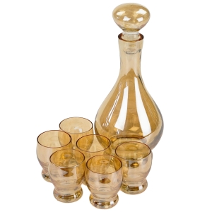 50857 CARNIVAL GLASS IRYZOWANA KARAFKA Z SZŚCIOMA KIELISZKAMI (1).JPG