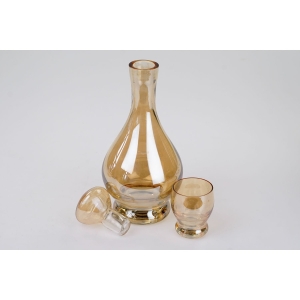 50857 CARNIVAL GLASS IRYZOWANA KARAFKA Z SZŚCIOMA KIELISZKAMI (3).JPG