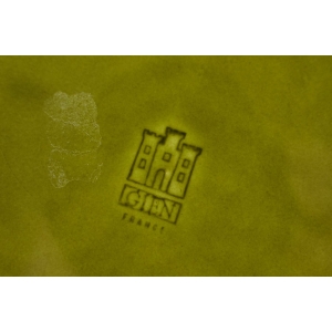 50910 FRANCJA GIEN KOMPLET CZTERECH DZIELONYCH TALERZY NA FOUNDE RACLETTE (5).JPG