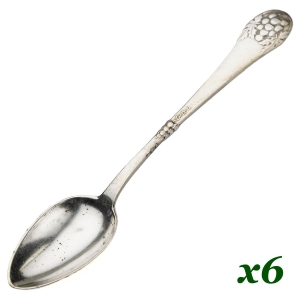 DANIA KOMPLET PLATEROWANYCH SREBREM ŁYŻECZEK DO HERBATY WINOGRONA