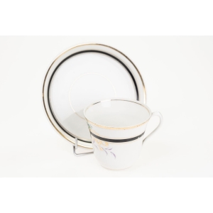 51433 BIEDERMEIER FILIŻANKA ZE SPODKIEM RĘCZNIE MALOWANY KOSZ KWIATÓW (4).JPG