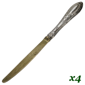 51649 ART NOUVEAU KOMPLET 4 NOŻY DO PRZEKĄSEK TRZONEK SREBRO 800 (1).jpg