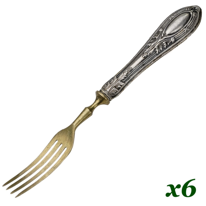 51650 ART NOUVEAU KOMPLET 6 WIDELCÓW DO PRZEKĄSEK TRZONEK SREBRO 800 (1).jpg