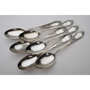 51806 KOMPLET SOLIDNYCH PLATEROWANYCH ŁYŻEK OBIADOWYCH DO ZUPY BARDZO ZDOBNYCH (5).JPG