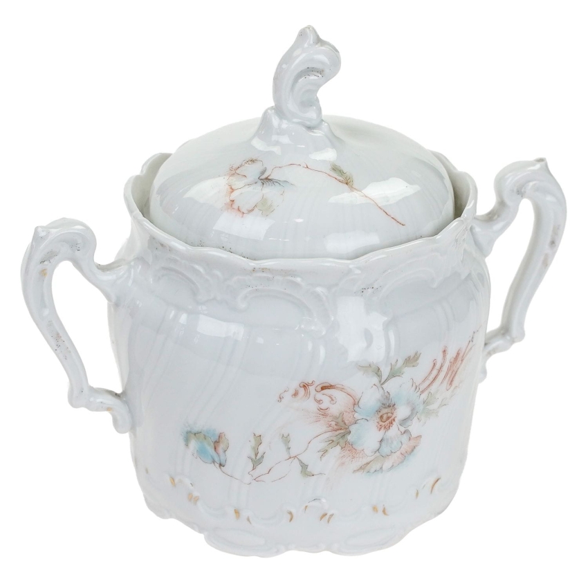 51928 WEIMAR SECESJA BIAŁA CUKIERNICZKA RELIEFY I PASTELOWE KWIATY (1).jpg