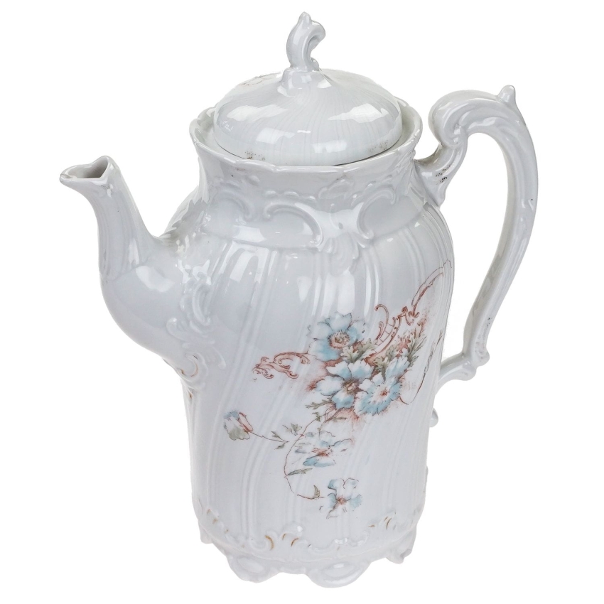 51929 WEIMAR SECESJA BIAŁY DZBANEK DO KAWY RELIEFY I PASTELOWE KWIATY (1).jpg