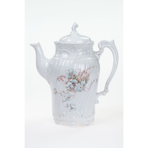 51929 WEIMAR SECESJA BIAŁY DZBANEK DO KAWY RELIEFY I PASTELOWE KWIATY (2).JPG