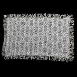 KORONKA MASZYNOWA KREMOWY LEJĄCY STARY OBRUS Z FRĘDZLAMI 125 X 80 CM