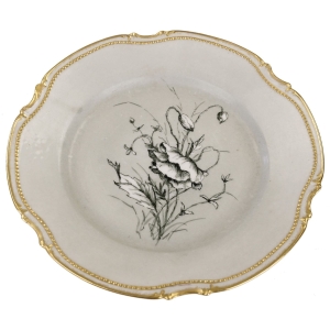 LIMOGES PIĘKNA PATERA Z RĘCZNIE MALOWANYMI KWIATAMI MAK MAKI