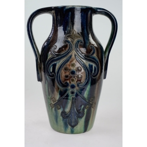52510 TORHOUT BELGIA ARTS &amp; CRAFTS ART-NOUVEAU PIĘKNY BARWNY WAZON Z USZAMI (2).JPG