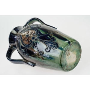 52510 TORHOUT BELGIA ARTS &amp; CRAFTS ART-NOUVEAU PIĘKNY BARWNY WAZON Z USZAMI (6).JPG