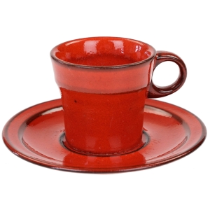 46985 CZERWONA CERAMICZNA FILIŻANKA ZE SPODKIEM LATA 70-TE (1).jpg