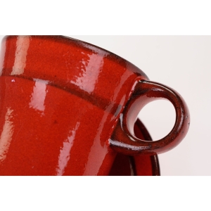 46985 CZERWONA CERAMICZNA FILIŻANKA ZE SPODKIEM LATA 70-TE (3).jpg