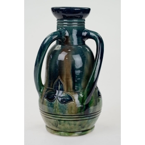 52592 TORHOUT BELGIA ARTS &amp; CRAFTS ART-NOUVEAU PIĘKNY BARWNY WAZON Z USZAMI (6).JPG