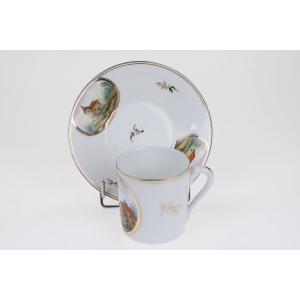 53313 ŚLICZNA MAŁA FILIŻANKA ZE SPODKIEM RĘCZNIE MALOWANE PEJZAŻE III (3).JPG