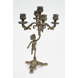 53395 KANDELABR NA 5 ŚWIEC Z CHERUBINKIEM ŚWIECZNIK MOSIĘŻNY (2).JPG