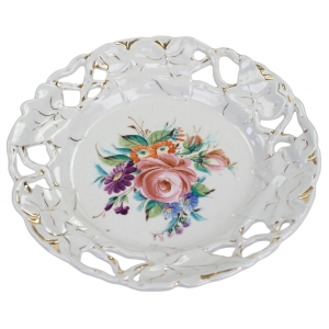 53490 BIEDERMEIER AŻUROWA PATERKA RĘCZNIE MALOWANA BUKIET KWIATÓW (1).jpg