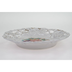 53490 BIEDERMEIER AŻUROWA PATERKA RĘCZNIE MALOWANA BUKIET KWIATÓW (2).JPG