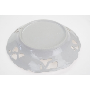 53490 BIEDERMEIER AŻUROWA PATERKA RĘCZNIE MALOWANA BUKIET KWIATÓW (5).JPG