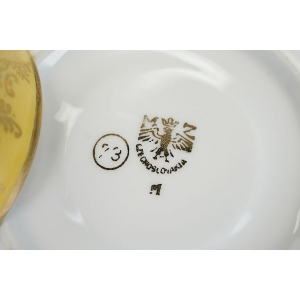 53723 STARA ROLE CYTRYNOWA PIĘKNOŚĆ ZŁOTEM ZDOBIONA FILIŻANKA ZE SPODKIEM (6).JPG