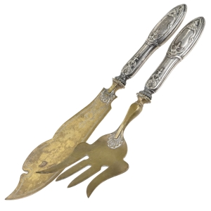 SZTUĆCE SERWINGOWE ZESTAW DO RYB TRZONKI SREBRO PRÓBA 800