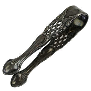 AŻUROWE SZCZYPCE DO CUKRU PLATEROWANE SREBREM