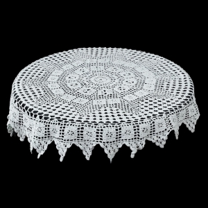 SZYDEŁKO LEKKO OWALNY OBRUS MUŚNIĘTY BŁĘKITEM 105 X 90 CM