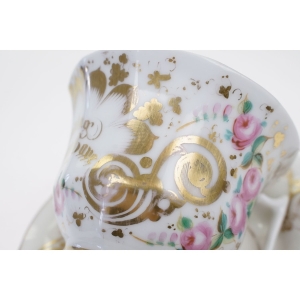 55159 BIEDERMEIER RĘCZNIE MALOWANA FILIŻANKA ZE SPODKIEM STARUSZKA UPOMINEK OKAZJONALNA (2).JPG