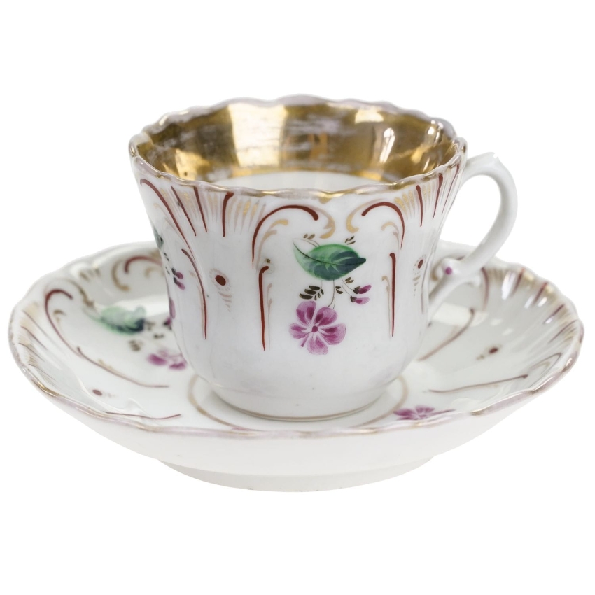 55343 BIEDERMEIER RĘCZNIE MALOWANA FILIŻANKA ZE SPODKIEM STARUSZKA (1).jpg