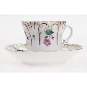 55343 BIEDERMEIER RĘCZNIE MALOWANA FILIŻANKA ZE SPODKIEM STARUSZKA (2).JPG