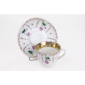 55343 BIEDERMEIER RĘCZNIE MALOWANA FILIŻANKA ZE SPODKIEM STARUSZKA (4).JPG