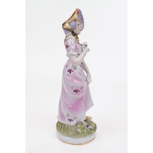 55510 PORCELANOWA FIGURA DAMY Z KWIATKIEM STATUETKA PORCELANOWA (5).JPG