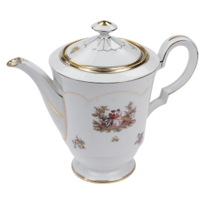 TIRSCHENREUTH ROMANTYCZNE SCENKI BIEL I ZŁOTO DUŻY DZBANEK DO KAWY