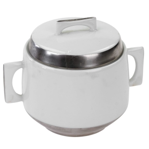 LIMOGES R. LOEWY MODERNISTYCZNA CUKIERNICA BIEL I SREBRO