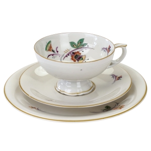 KOŚĆ SŁONIOWA ŚLICZNA ŚNIADANIÓWKA Z KWIATAMI W STYLU ART-DECO