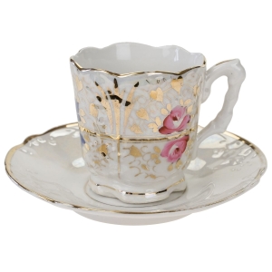 BERLIN ZABYTKOWA OPALIZOWANA RĘCZNIE MALOWANA FILIŻANKA ZE SPODKIEM