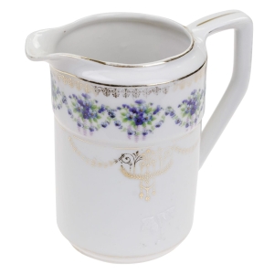 UROCZY MLECZNIK DZBANUSZEK DO ŚMIETANKI GIRLANDY NIEZAPOMINAJEK I ZŁOCEŃ