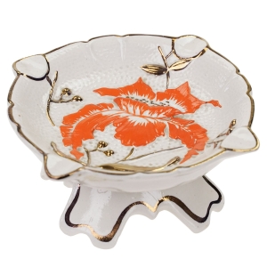 STEATYT KATOWICE RĘCZNIE MALOWANA POPIELNICA Z KWIATEM