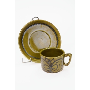 56552 ŚWIETNA CERAMICZNA ZIELONA FILIŻANKA ZE SPODKIEM (5).JPG