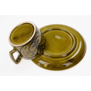 56552 ŚWIETNA CERAMICZNA ZIELONA FILIŻANKA ZE SPODKIEM (6).JPG