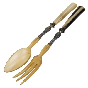 STARE PIĘKNE SZTUĆCE DO SAŁAT KOŚĆ ZWIERZĘCA RÓG