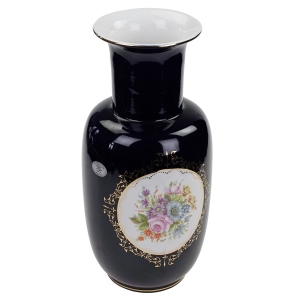 56791 WŁOCHY DUŻY CERAMICZNY WAZON KOBALT I MEDALION Z KWIATAMI (1).jpg