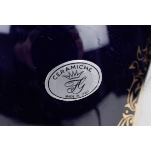 56791 WŁOCHY DUŻY CERAMICZNY WAZON KOBALT I MEDALION Z KWIATAMI (3).JPG