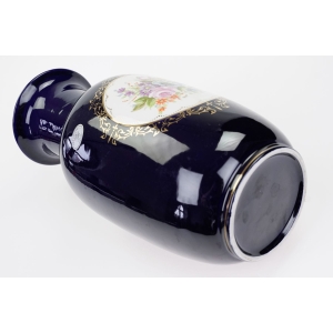 56791 WŁOCHY DUŻY CERAMICZNY WAZON KOBALT I MEDALION Z KWIATAMI (5).JPG