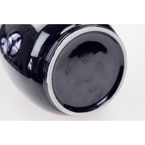 56791 WŁOCHY DUŻY CERAMICZNY WAZON KOBALT I MEDALION Z KWIATAMI (6).JPG