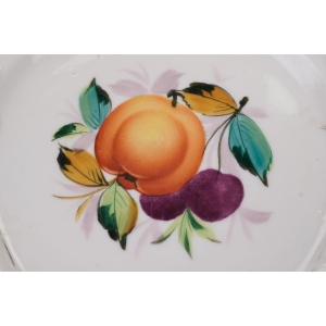 56987 BIEDERMEIER OWOCE RĘCZNIE MALOWANY AŻUROWY TALERZ ZABYTEK JABŁKO I WIŚNIE (2).JPG